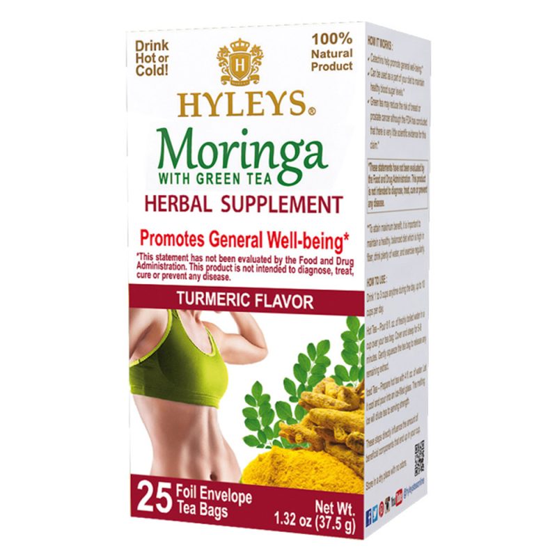 HYLEYS WELLNESS TEA MORINGA OLEIFERA & TURMERIC 1.32oz X 25pc X 12/CS