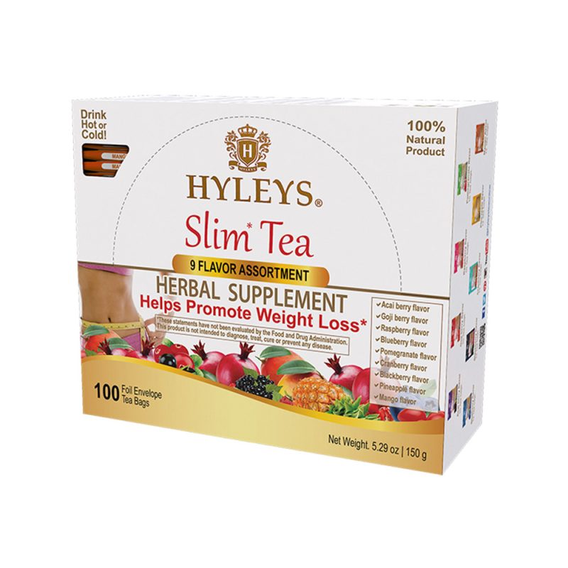 HYLEYS SLIM TEA 9 FLAVOR ASSORTMENT TEA || 100CT x 9