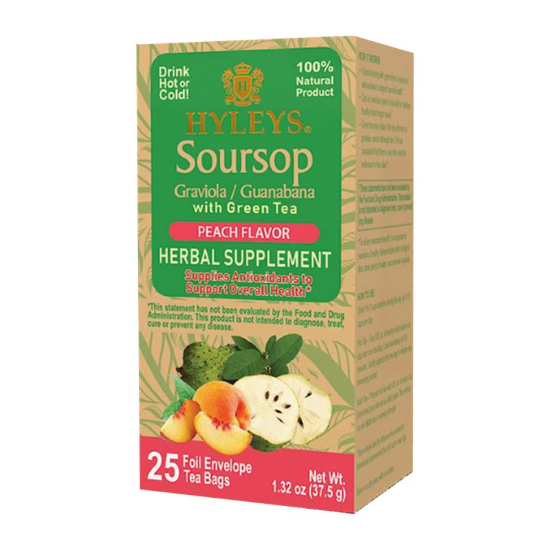 HYLEYS SOURSOP WITH GREEN TEA - PEACH 1.32oz X 25pc X 12/CS