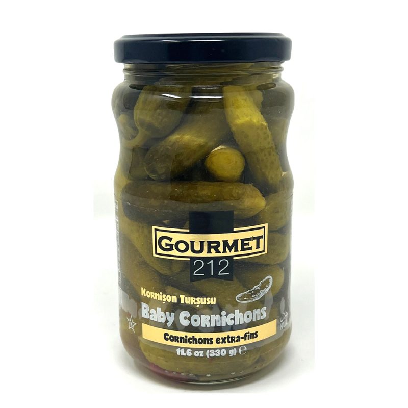 GURME212 BABY CORNICHON PICKLES 370cc JAR 12/CS