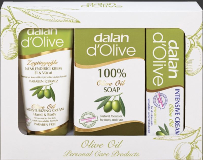 Dalan D'Olive Mini Carton Gift Set (bar soap,75ml H&B Cream, 20ml intensive care cream) 195 gr X 18